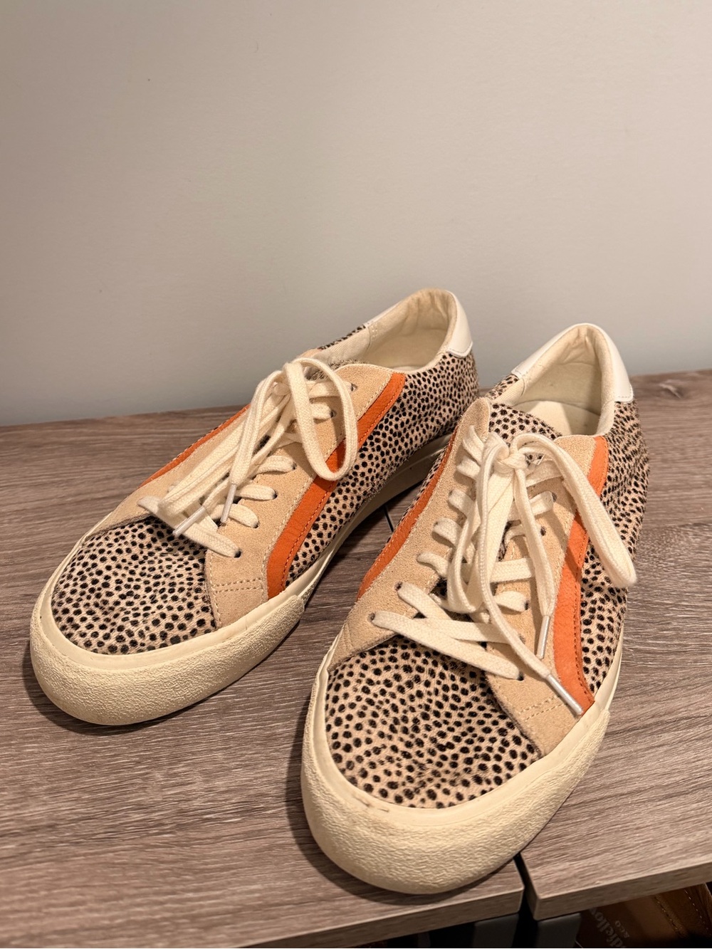 Madewell Women's Leopard Print Sneakers with Orange Accent
